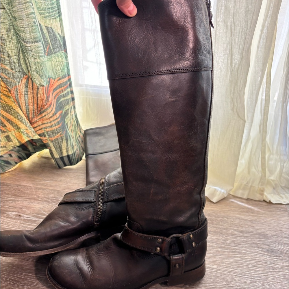 Tall Brown Leather Riding Boots